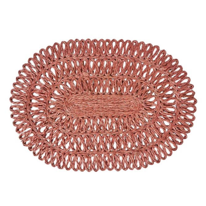 Juliska Straw Loop Oval Placemat, Coral