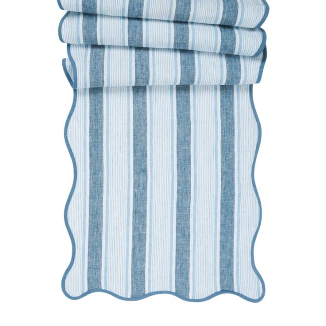 Juliska Cabana Stripe 18"x90" Table Runner, Ocean