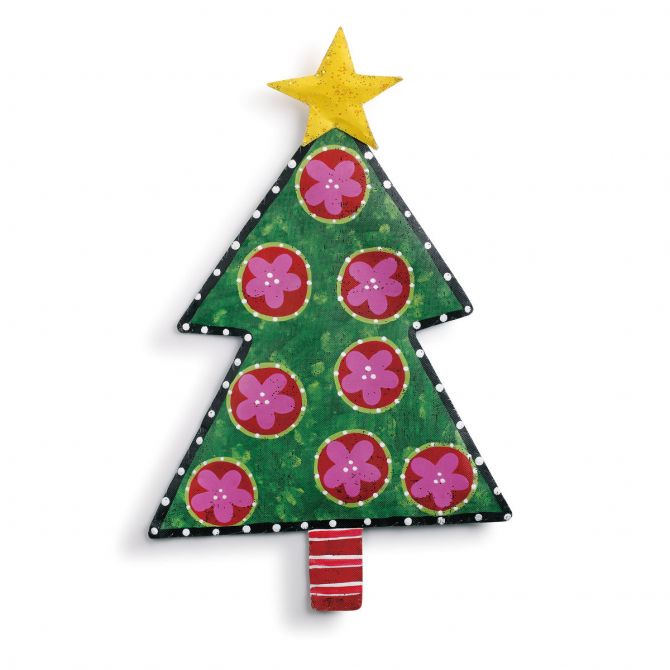 Demdaco Christmas Tree with Flowers Door Hanger