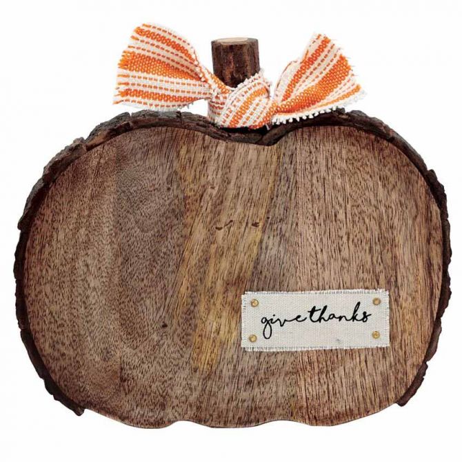 Mud Pie Medium Wood Pumpkin Sitter