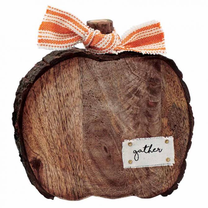 Mud Pie Small Wood Pumpkin Sitter