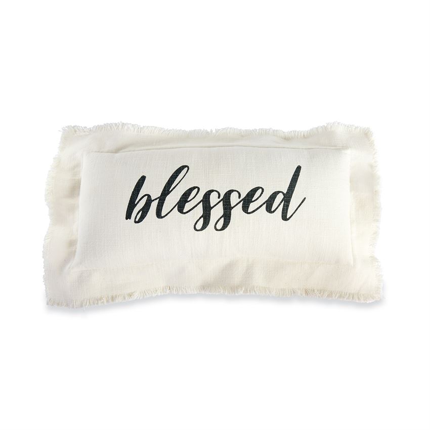 Mud Pie Blessed Frayed Pillow | Borsheims