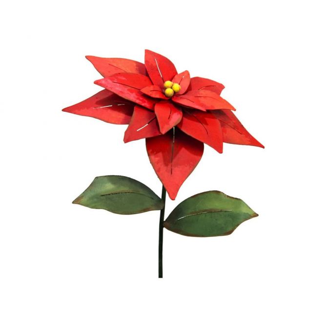 Metal Poinsettia Stake