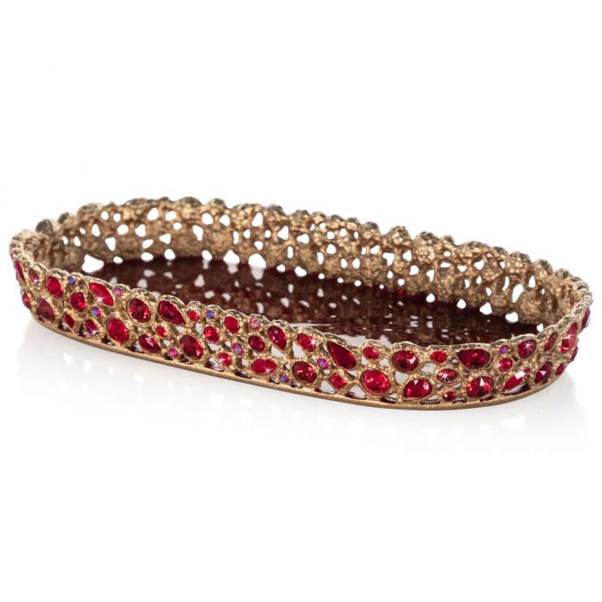 Jay Strongwater Julius Bejeweled Tray, Ruby