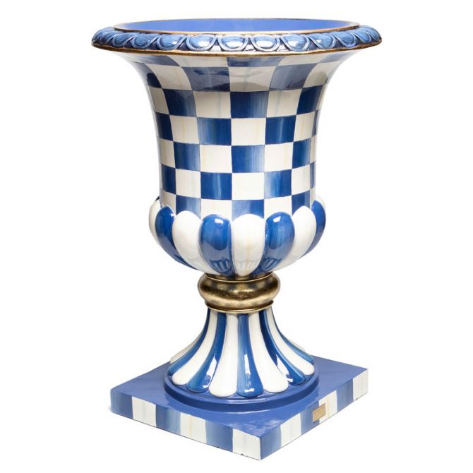 MacKenzie-Childs Royal Check Pedestal Urn