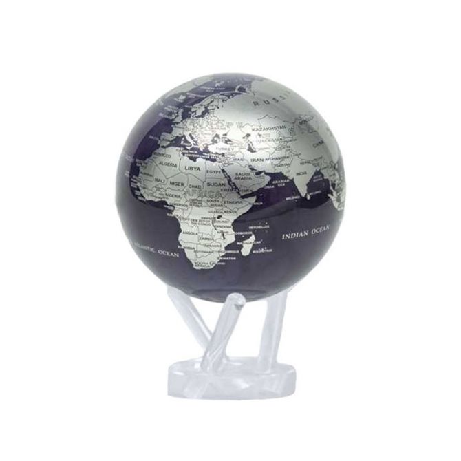 Mova Purple and Silver Globe and Base, 6"