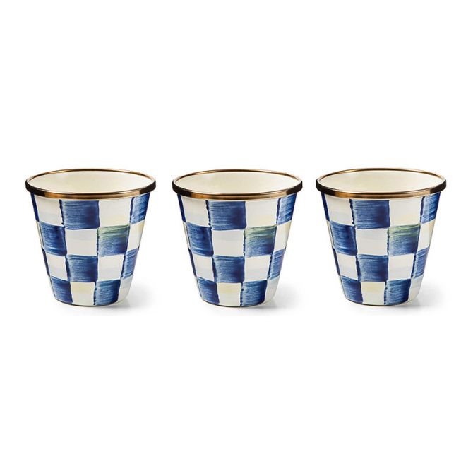 MacKenzie-Childs Royal Check Herb Pots, Set of 3