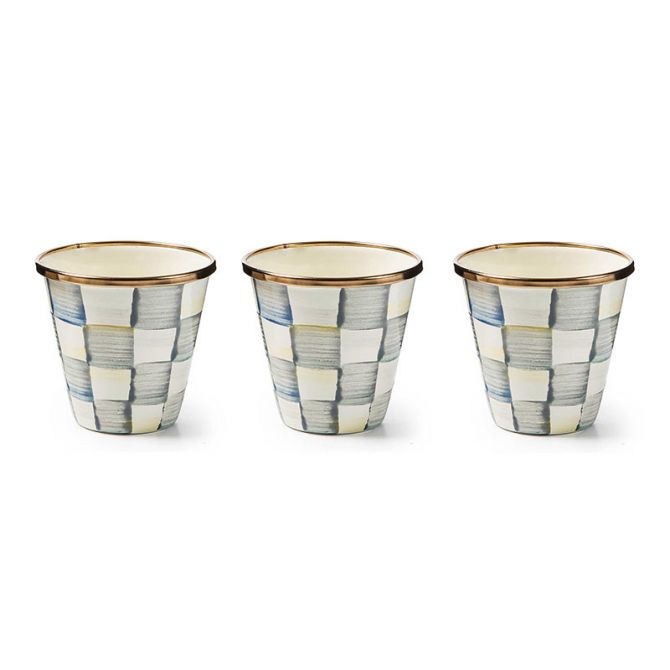 MacKenzie-Childs Sterling Check Herb Pots, Set of 3