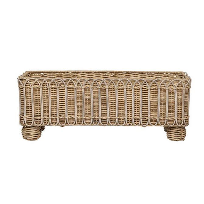 Juliska Provence Rattan Rectangular Planter, Whitewash