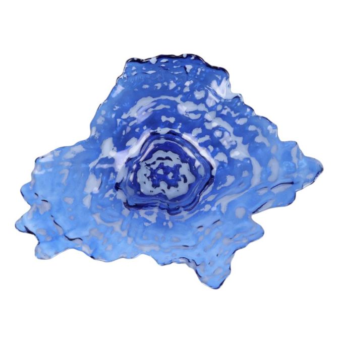 Vietri Ostrica Glass Platter, Blue and Large