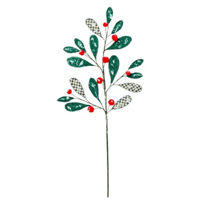 MacKenzie-Childs Cozy Christmas Mistletoe Spray Stem