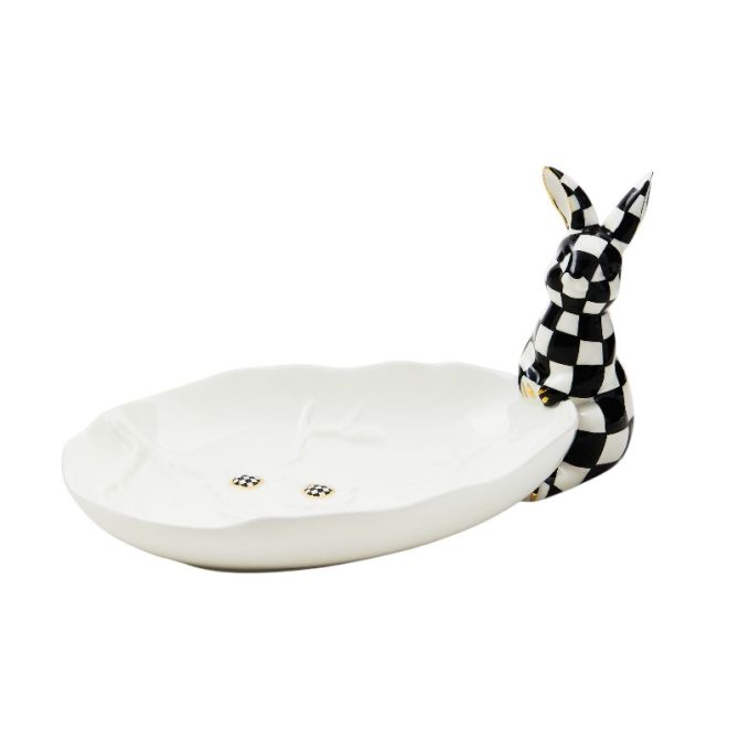 MacKenzie-Childs White Rabbit Ceramic Trinket Tray