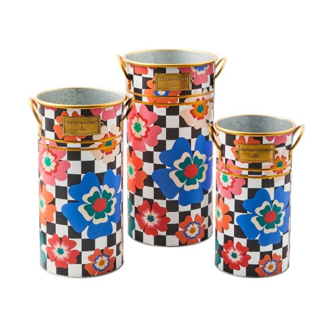 MacKenzie-Childs Dolce Vita Flower Buckets, Set of 3