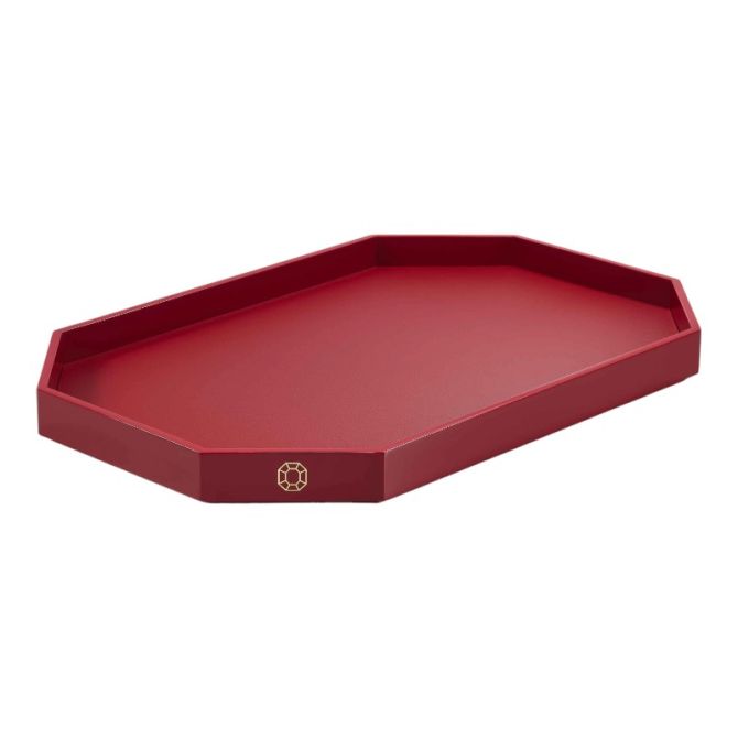 Baccarat Octogone Large Tray, Red