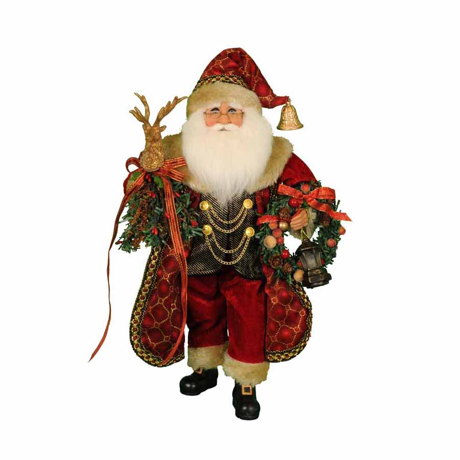 Karen Didion Lighted Red Deer Staff Santa | CC16-184 | Borsheims