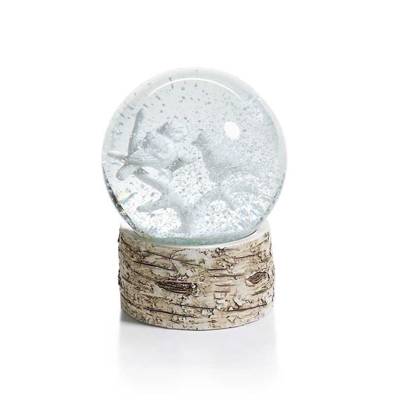 Zodax Snow Globe on Birch with White Birds | CH-4276 | Borsheims