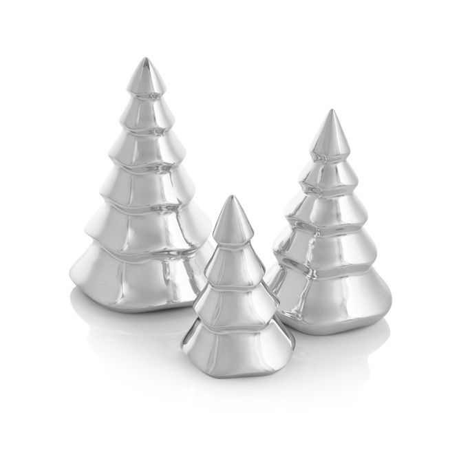 Nambe Mini Christmas Tree, Set of 3