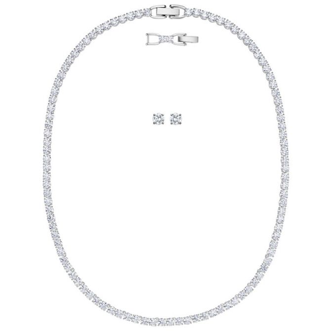 Swarovski Tennis Deluxe Set, White in Silver Tone