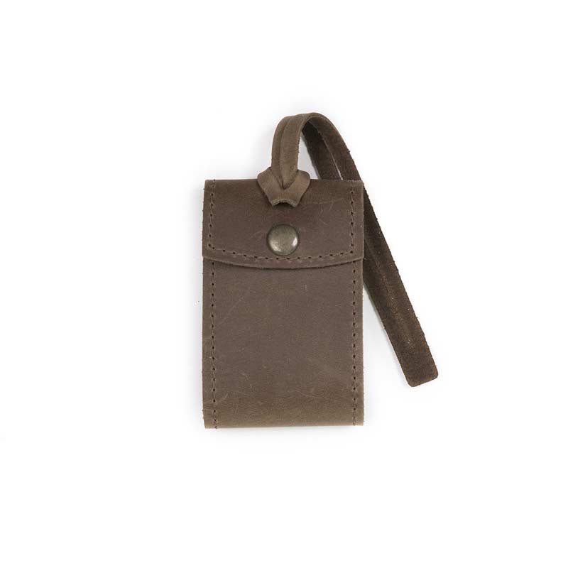 Rustico Leather Security Luggage Tag, Dark Brown | Borsheims