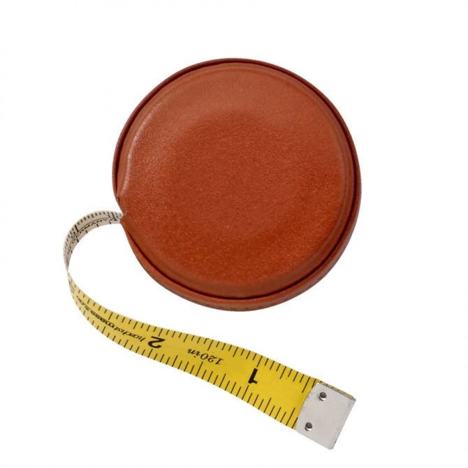 Graphic Image Tape Measure, Rust Red Vachetta Leather