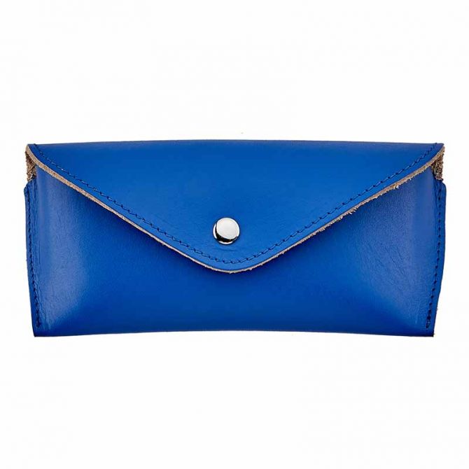 Graphic Image Eyeglass Case, Electric Blue Leather