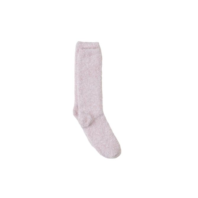 Barefoot Dreams Cozychic Women's Socks, White and Heathered Dusty Rose