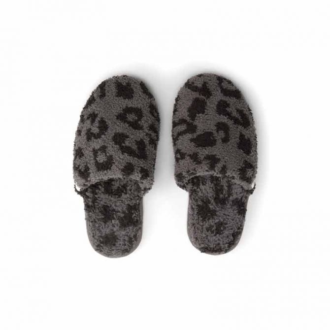 Barefoot Dreams CozyChic Barefoot In The Wild Graphite and Carbon Slipper, Small