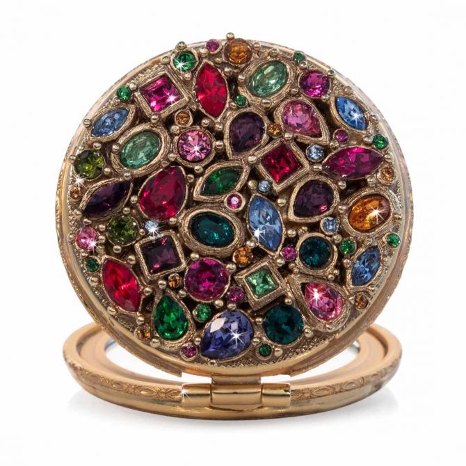 Jay Strongwater Helena Round Jeweled Compact