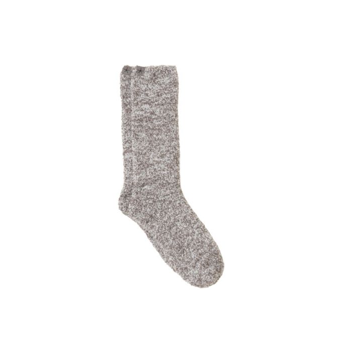 Barefoot Dreams Cozychic S/M Socks, White and Heathered Charcoal