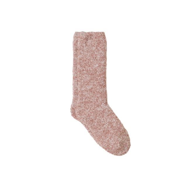 Barefoot Dreams Cozychic S/M Socks, Heathered Terra and White