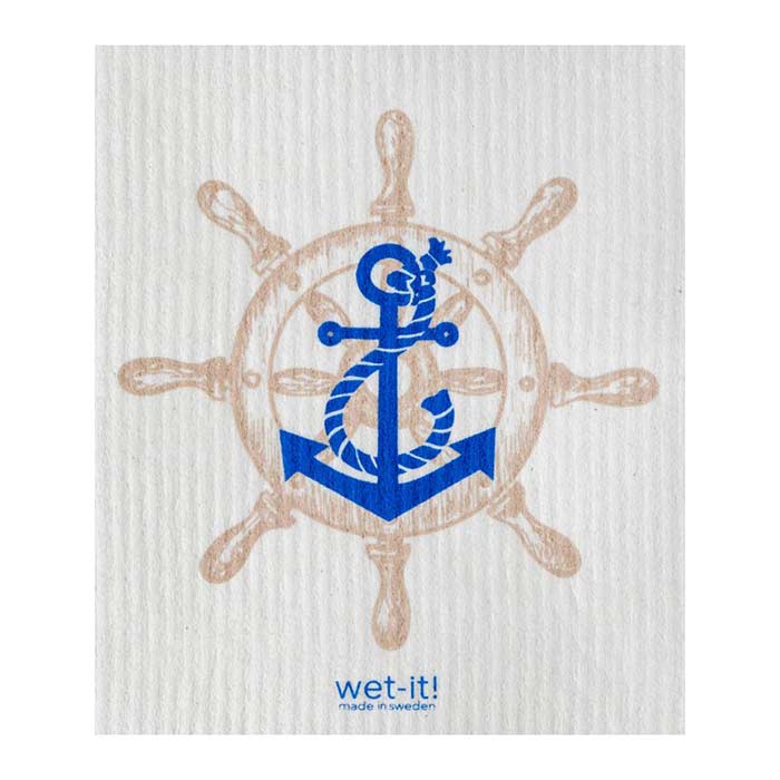 Wet It! Navy Sailors Wheel Swedish Cloth | W21-01 | Borsheims