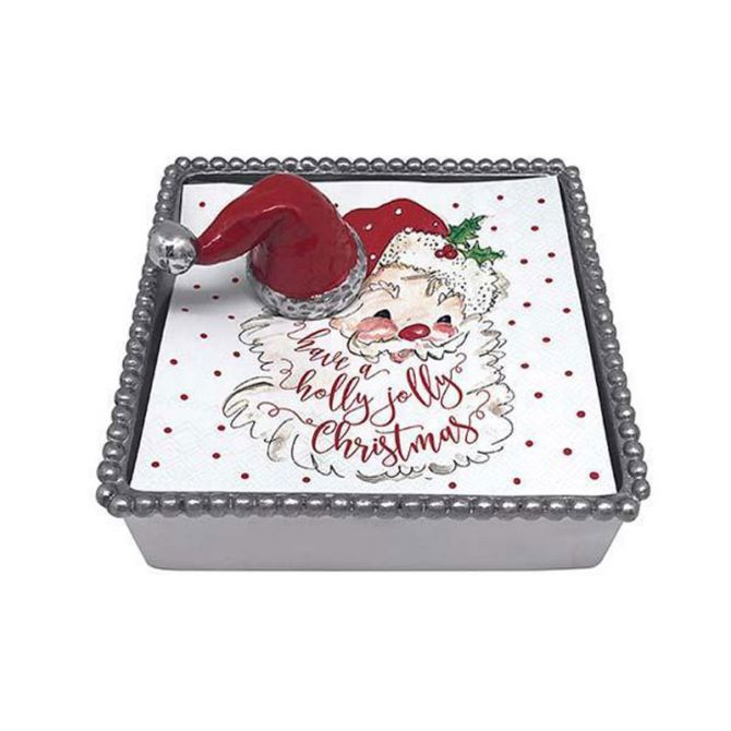 Mariposa Red Santa Hat Beaded Napkin Box