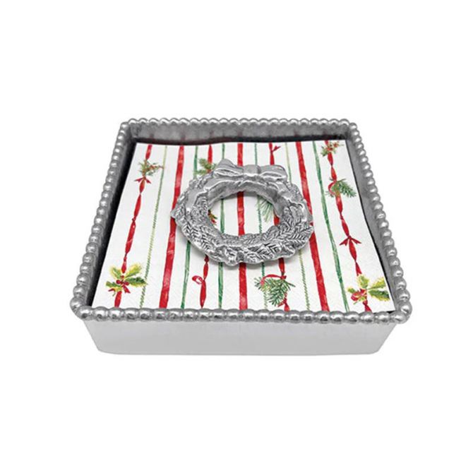 Mariposa Wreath Beaded Napkin Box Set