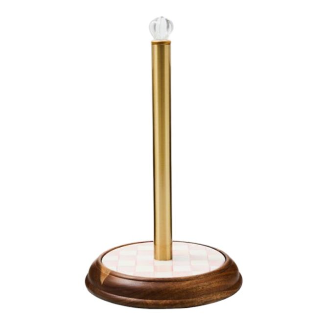 MacKenzie-Childs Rosy Check Wood Paper Towel Holder