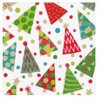 Caspari Christmas Party Tree Luncheon Napkins | 14760L | Borsheims