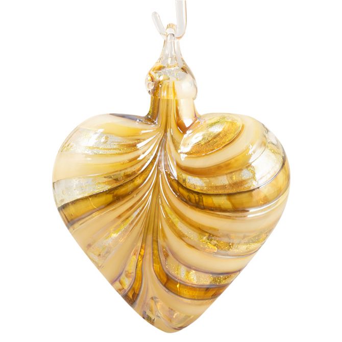 Glass Eye Heart Golden Amber Ornament