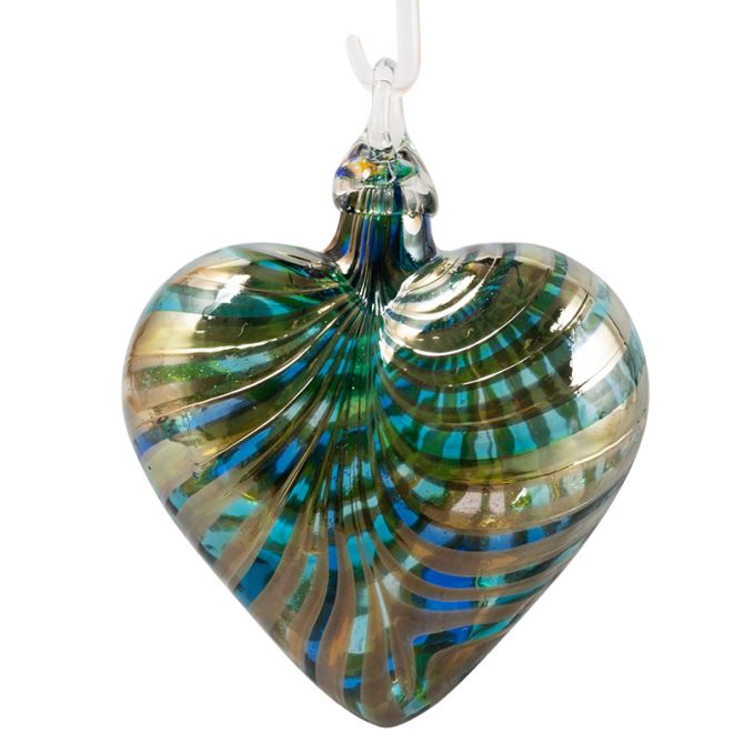 Glass Eye Studio Heart Marina Blue Ornament