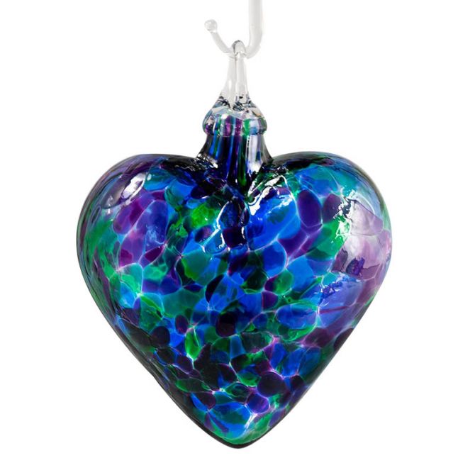 Glass Eye Studio Heart Blue Mosaic Chip Ornament