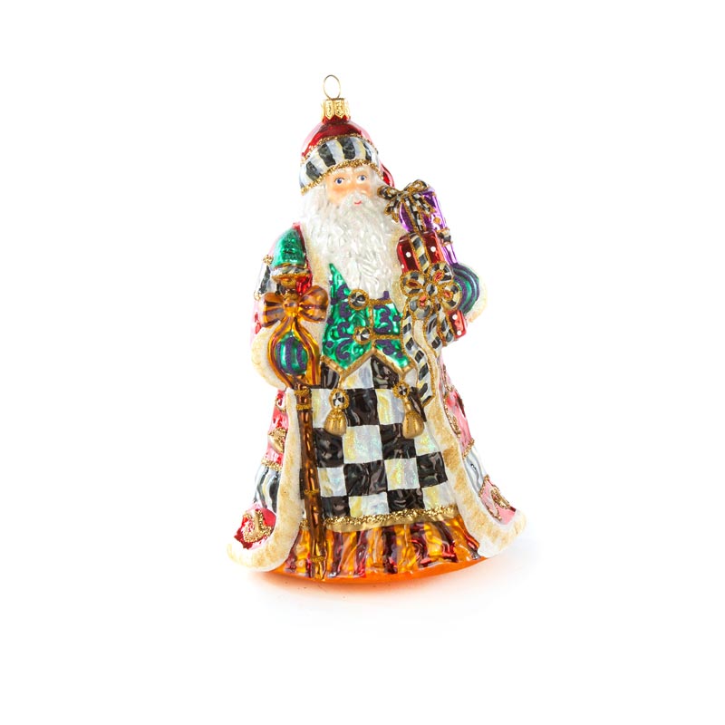 MacKenzie-Childs Glass Ornament, Filigree Santa | Borsheims