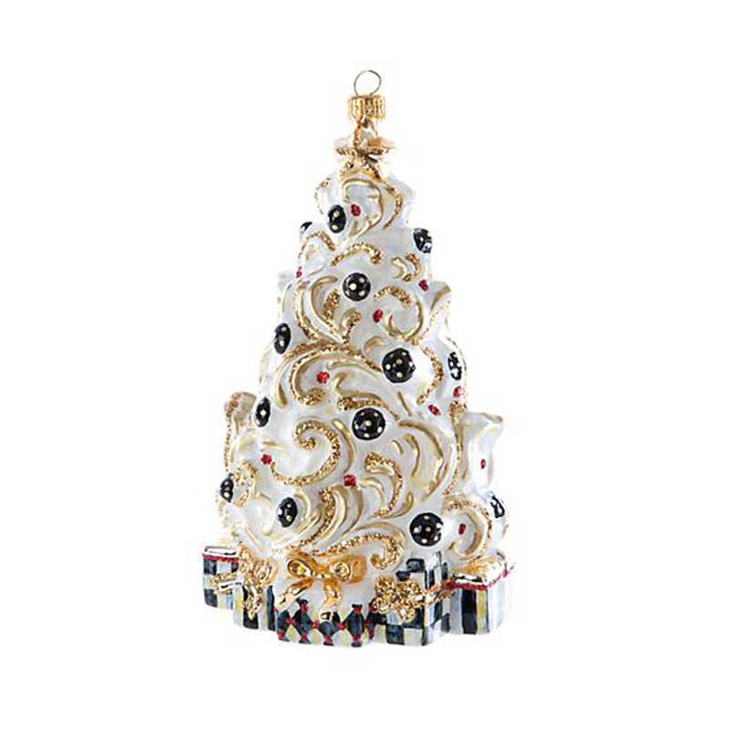 MacKenzie-Childs Glass Ornament, Golden Hour Filigree Tree | Borsheims