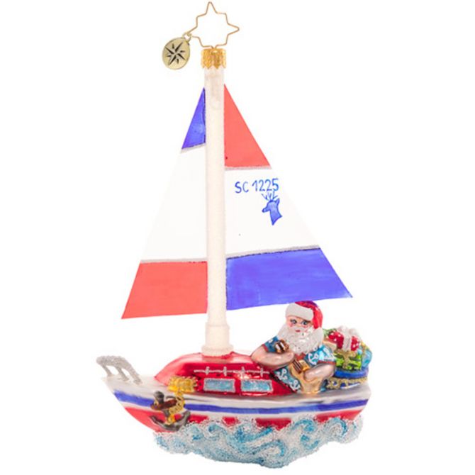 Christopher Radko Sailing South Santa Ornament