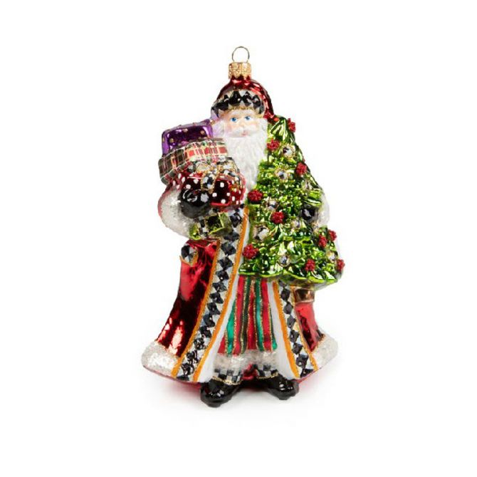 MacKenzie-Childs Glass Ornament, Festive Feather Christmas