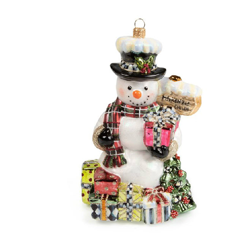 MacKenzie-Childs Glass Ornament, Greeter Snowman | 53913-2085 | Borsheims