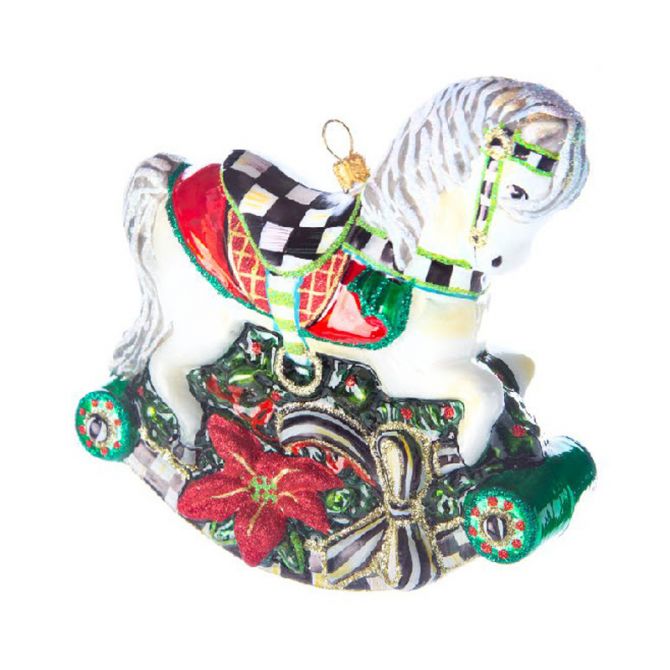 MacKenzie-Childs Glass Ornament, Rocking Horse