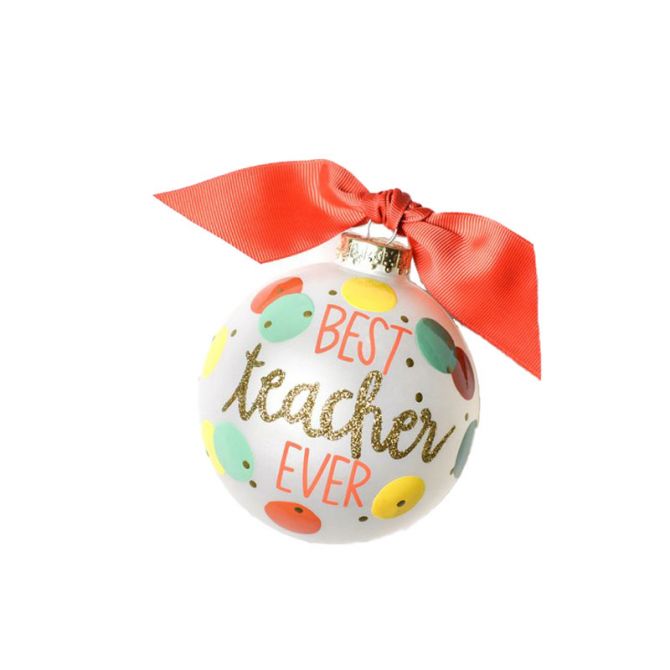 Coton Colors Best Teacher Ever Glass Ornament