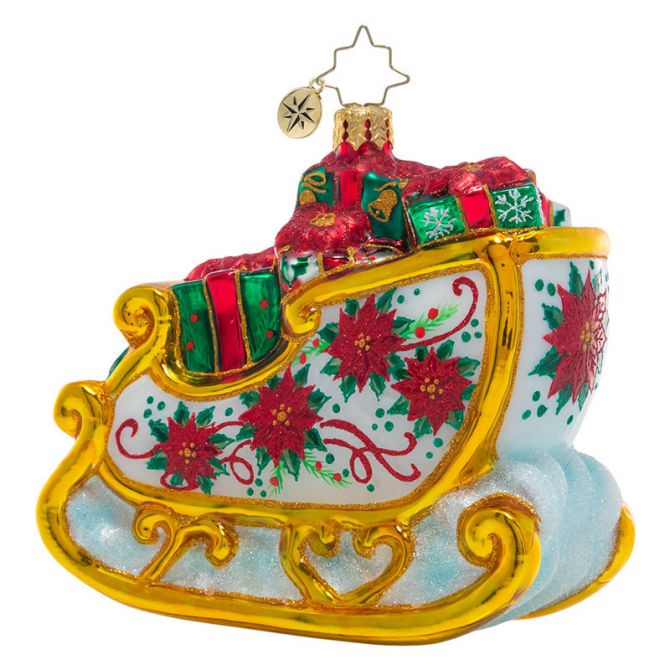 Christopher Radko Winter Floral Sleigh Ornament