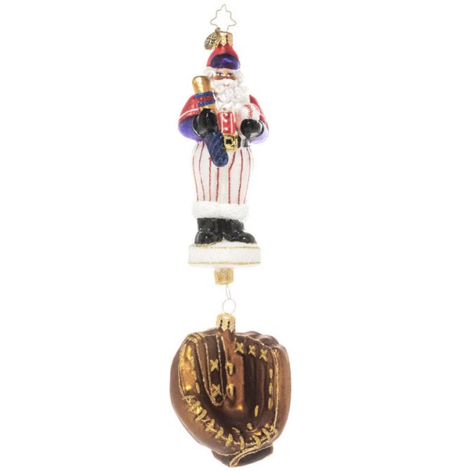 Christopher Radko Slugger Santa Ornament