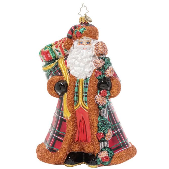 Christopher Radko Perfectly Plaid Santa Ornament