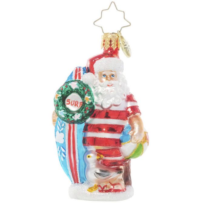 Christopher Radko Wishing For Waves Santa Gem Ornament