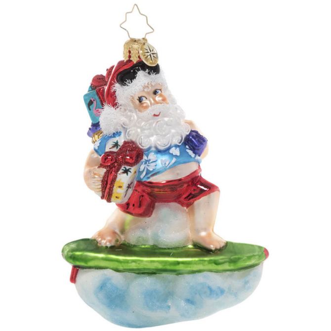 Christopher Radko Surf's Up Santa Ornament